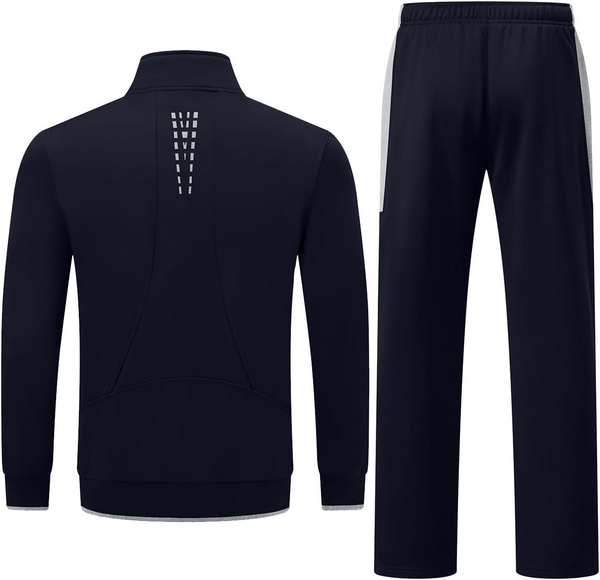 imageTBMPOY Mens Fleece Lined Tracksuits Sweatsuits 2 Piece Sets Winter Jogging Track Sweat Suits Thermal Casual OutfitsDark BlueLight Grey