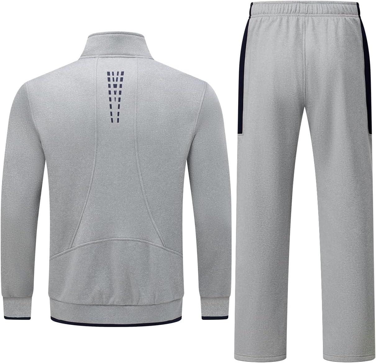 imageTBMPOY Mens Fleece Lined Tracksuits Sweatsuits 2 Piece Sets Winter Jogging Track Sweat Suits Thermal Casual OutfitsLight GreyDark Blue