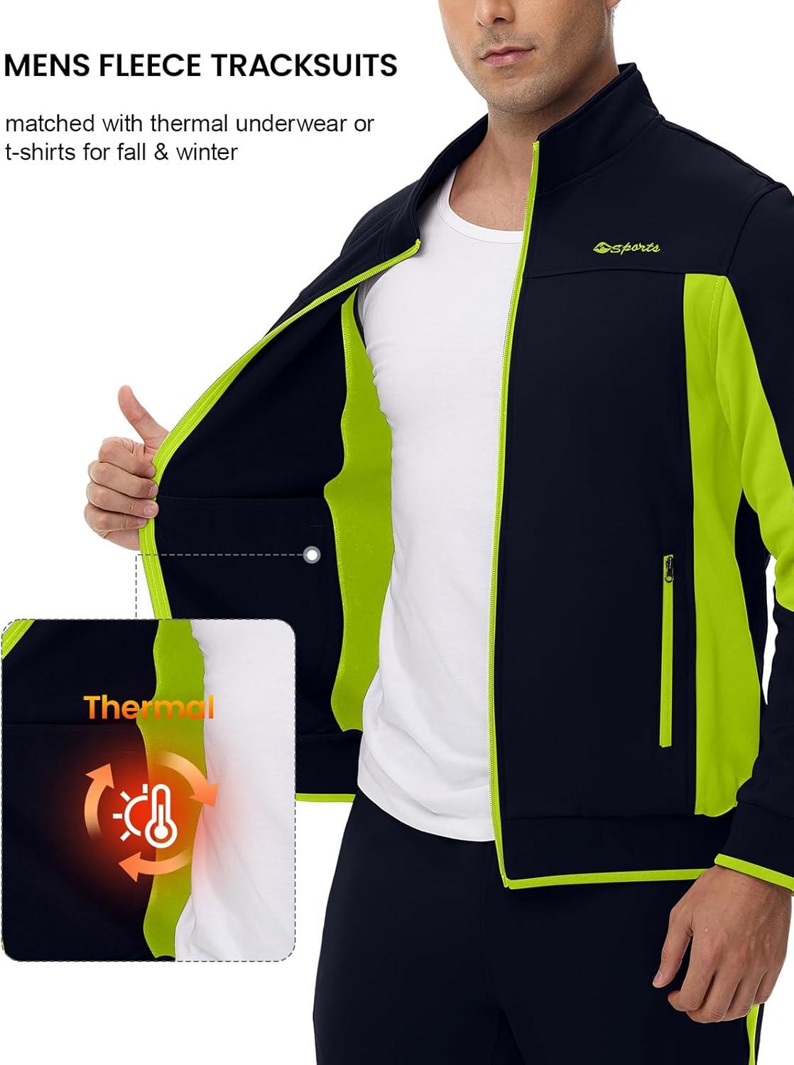imageTBMPOY Mens Fleece Lined Tracksuits Sweatsuits 2 Piece Sets Winter Jogging Track Sweat Suits Thermal Casual OutfitsNavyFluorescent
