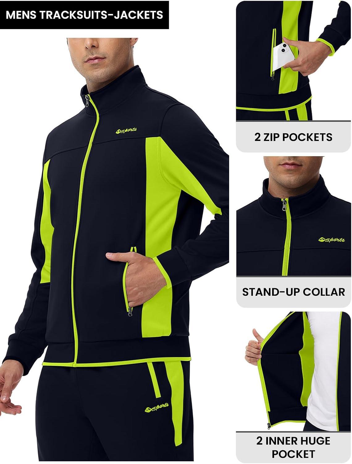 imageTBMPOY Mens Fleece Lined Tracksuits Sweatsuits 2 Piece Sets Winter Jogging Track Sweat Suits Thermal Casual OutfitsNavyFluorescent