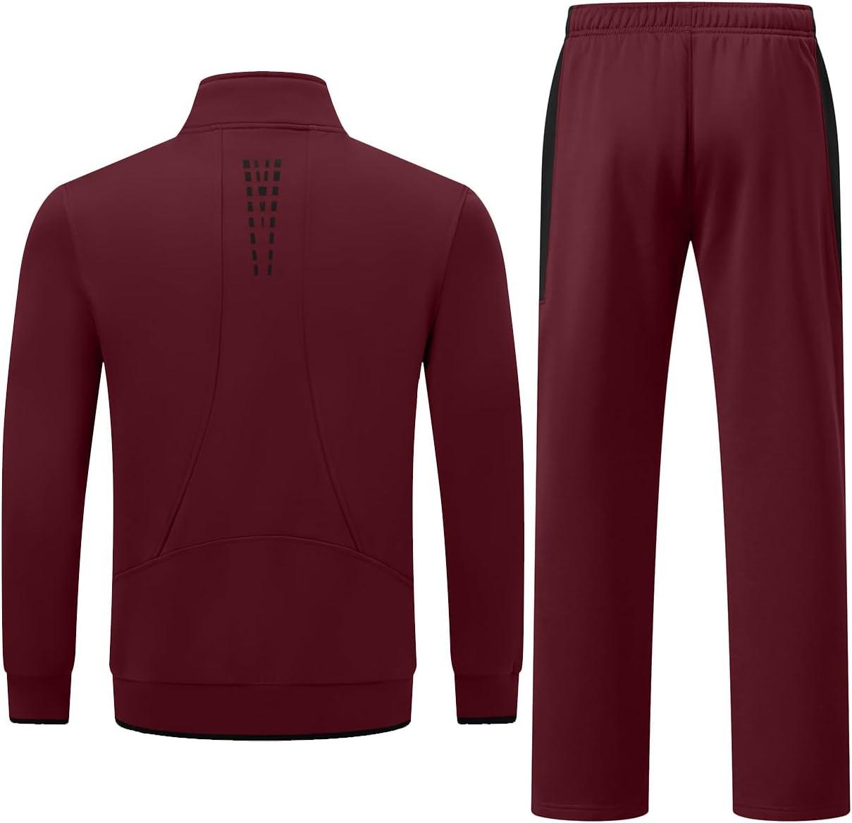 imageTBMPOY Mens Fleece Lined Tracksuits Sweatsuits 2 Piece Sets Winter Jogging Track Sweat Suits Thermal Casual OutfitsWine RedBlack