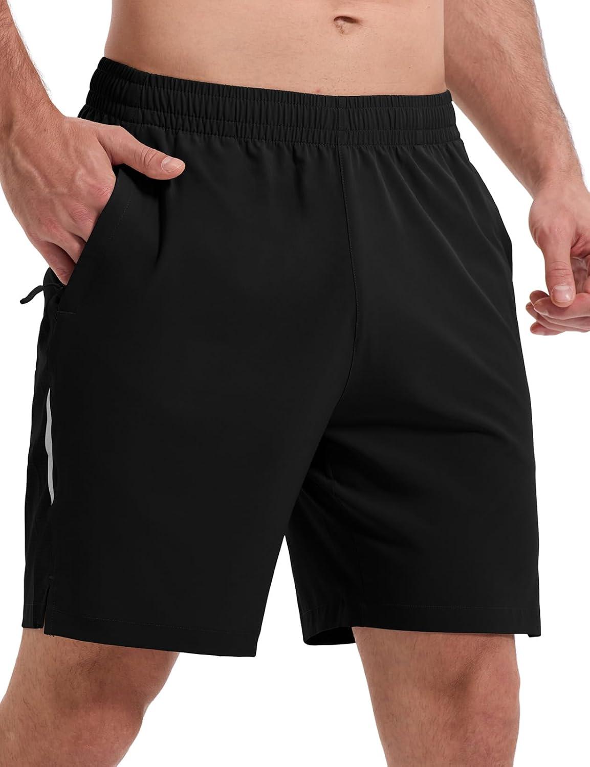 imageTBMPOY Mens Hiking Shorts 7quot Quick Dry Lightweight Cargo Fishing Shorts with Zipper Pockets Elastic Waist Drawstring WalkingBlack
