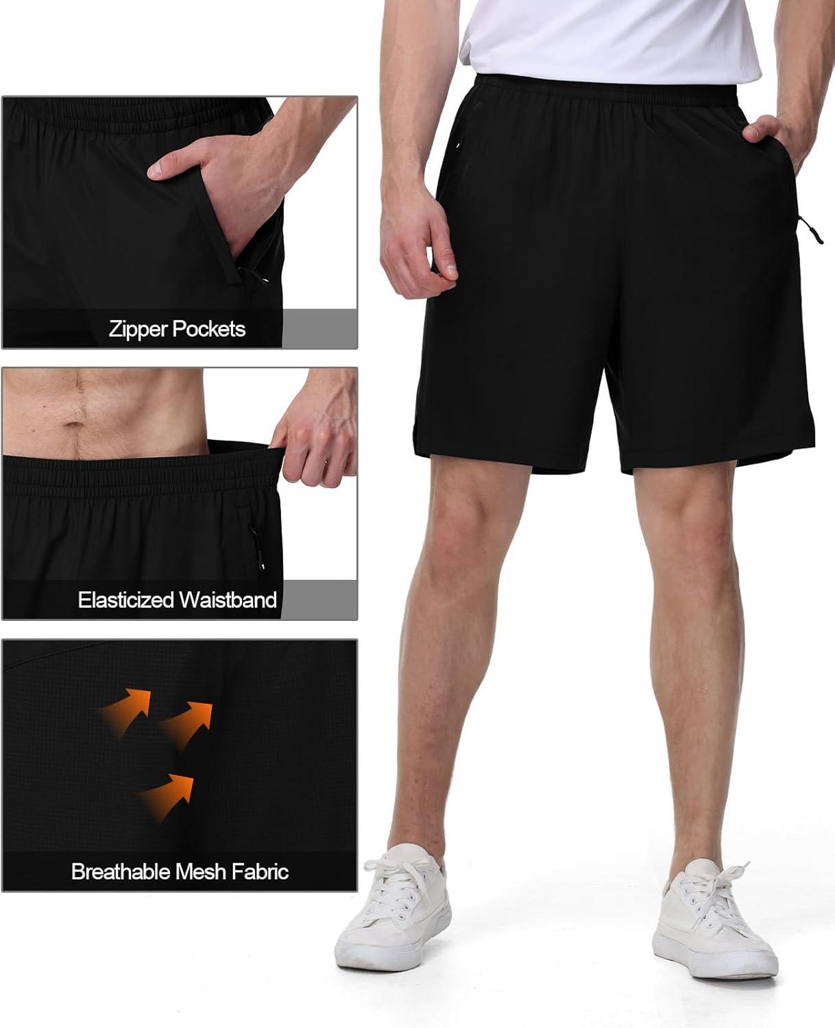 imageTBMPOY Mens Hiking Shorts 7quot Quick Dry Lightweight Cargo Fishing Shorts with Zipper Pockets Elastic Waist Drawstring WalkingBlack