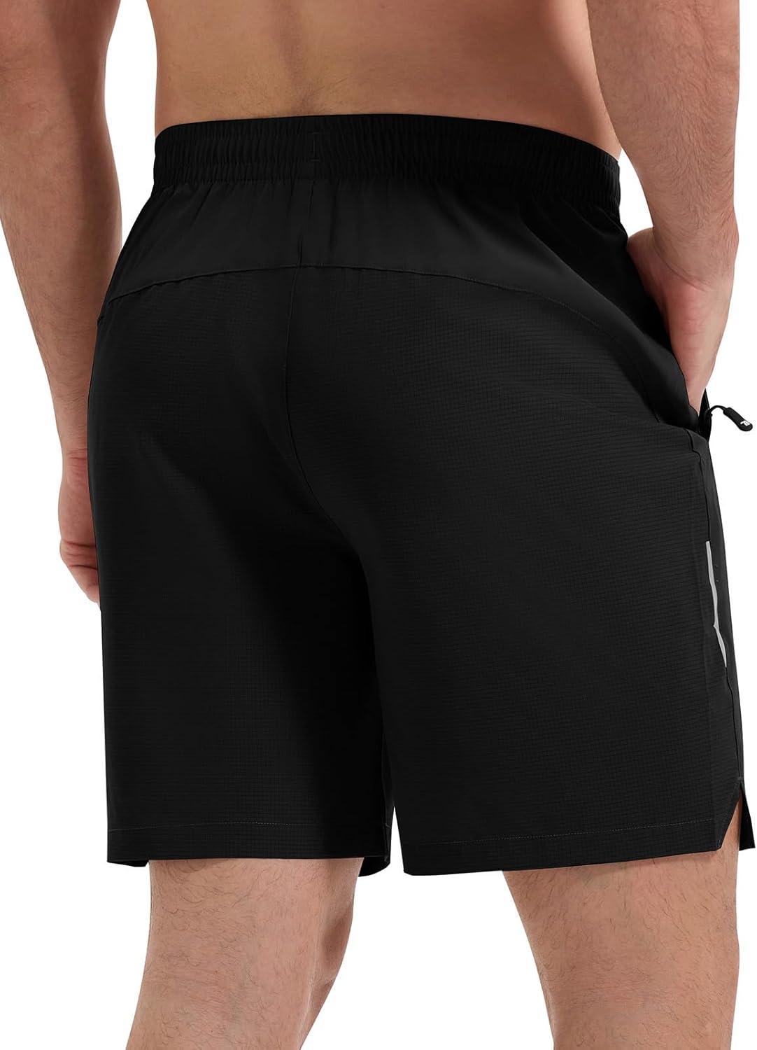 imageTBMPOY Mens Hiking Shorts 7quot Quick Dry Lightweight Cargo Fishing Shorts with Zipper Pockets Elastic Waist Drawstring WalkingBlack