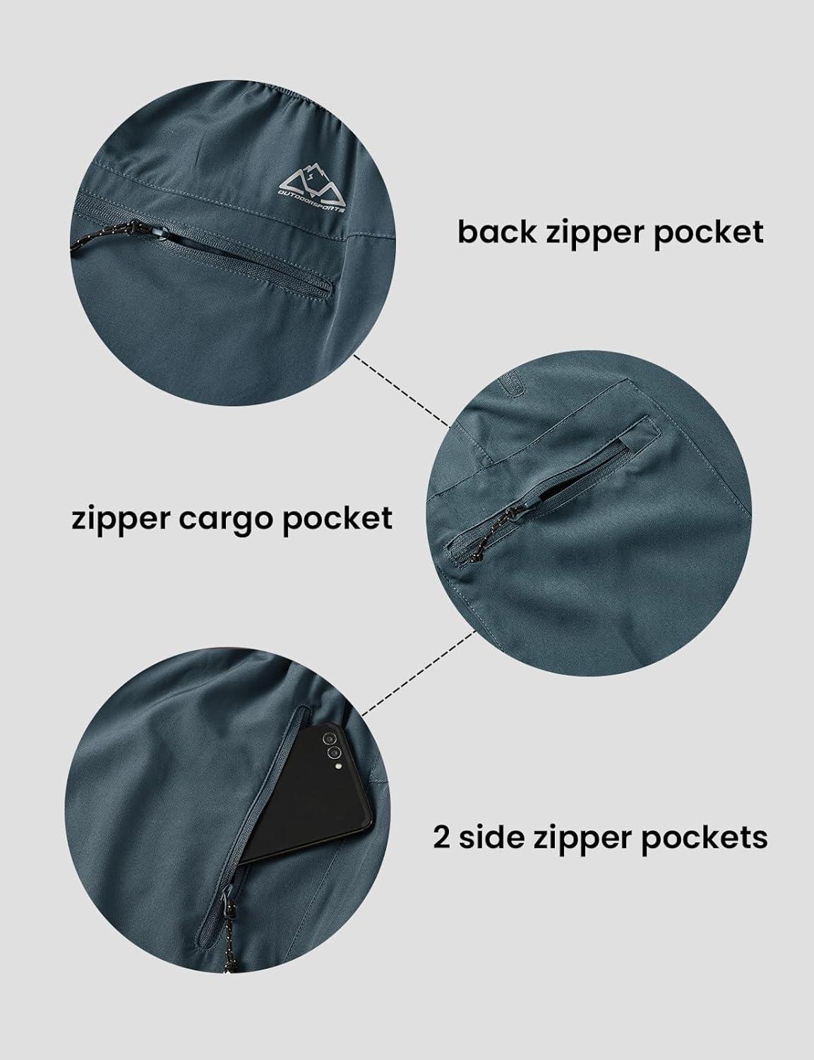 imageTBMPOY Mens Hiking Shorts 7quot Quick Dry Lightweight Cargo Fishing Shorts with Zipper Pockets Elastic Waist Drawstring WalkingCool Grey