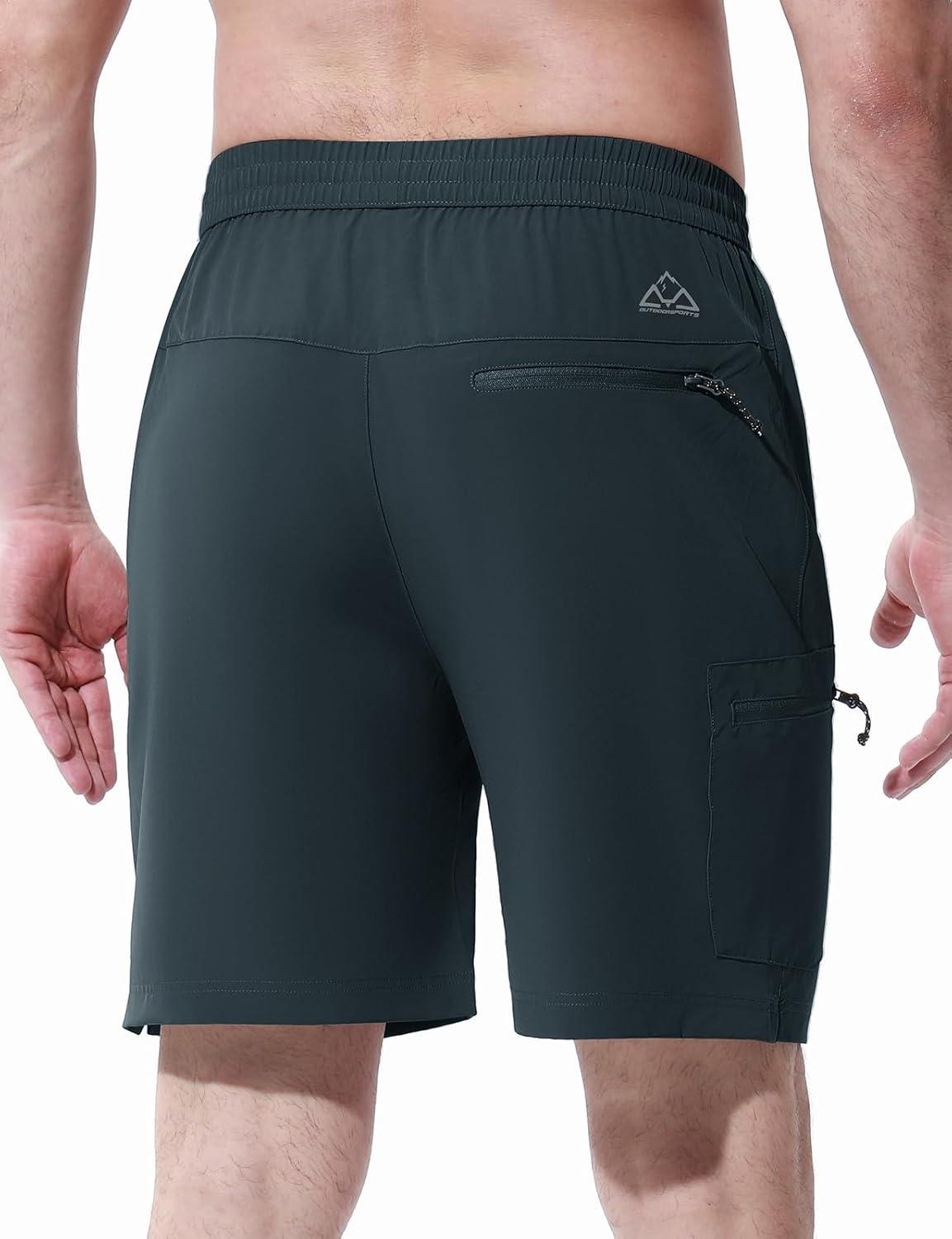 imageTBMPOY Mens Hiking Shorts 7quot Quick Dry Lightweight Cargo Fishing Shorts with Zipper Pockets Elastic Waist Drawstring WalkingCool Grey