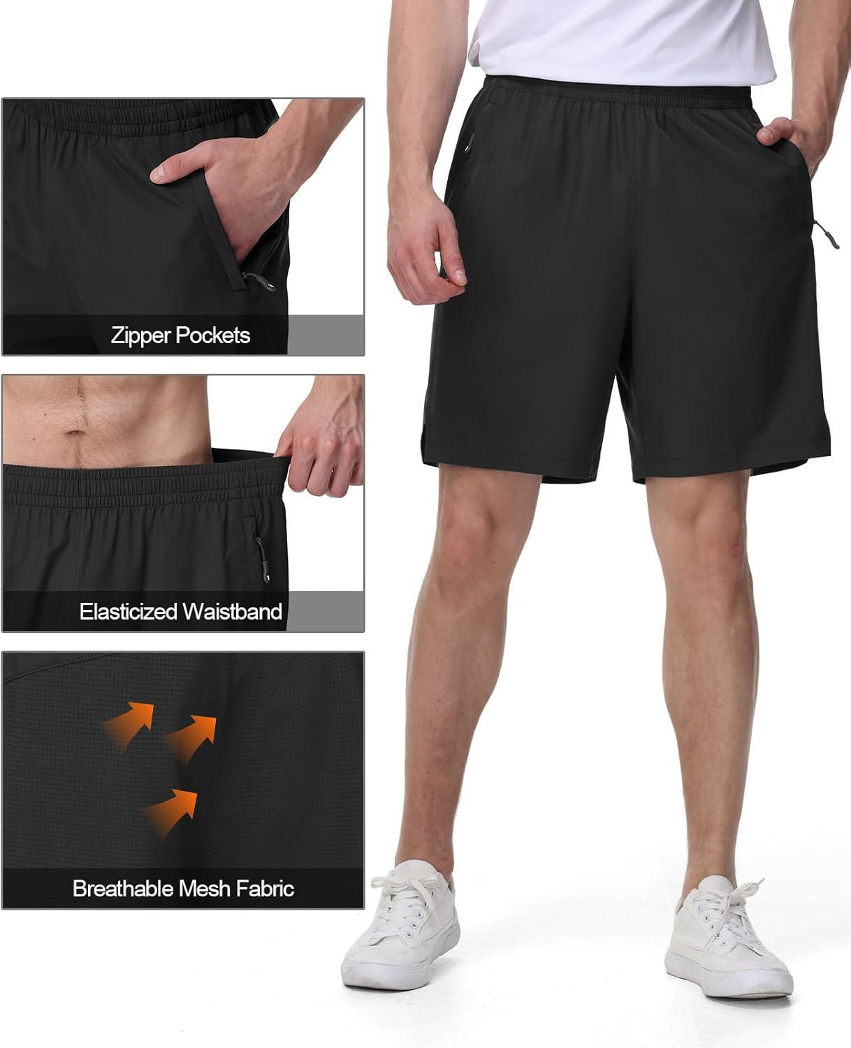 imageTBMPOY Mens Hiking Shorts 7quot Quick Dry Lightweight Cargo Fishing Shorts with Zipper Pockets Elastic Waist Drawstring WalkingDark Grey