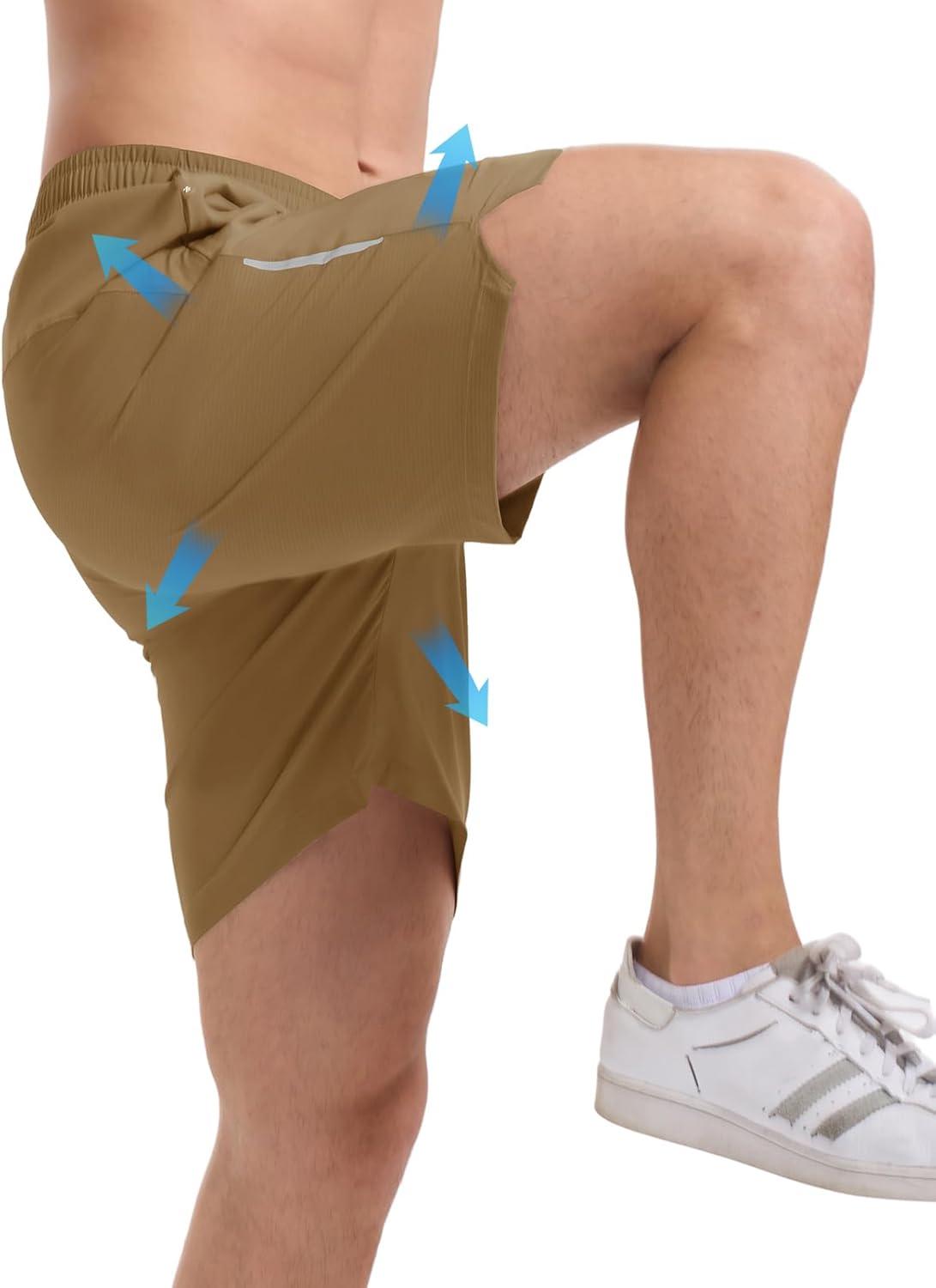 imageTBMPOY Mens Hiking Shorts 7quot Quick Dry Lightweight Cargo Fishing Shorts with Zipper Pockets Elastic Waist Drawstring WalkingKhaki