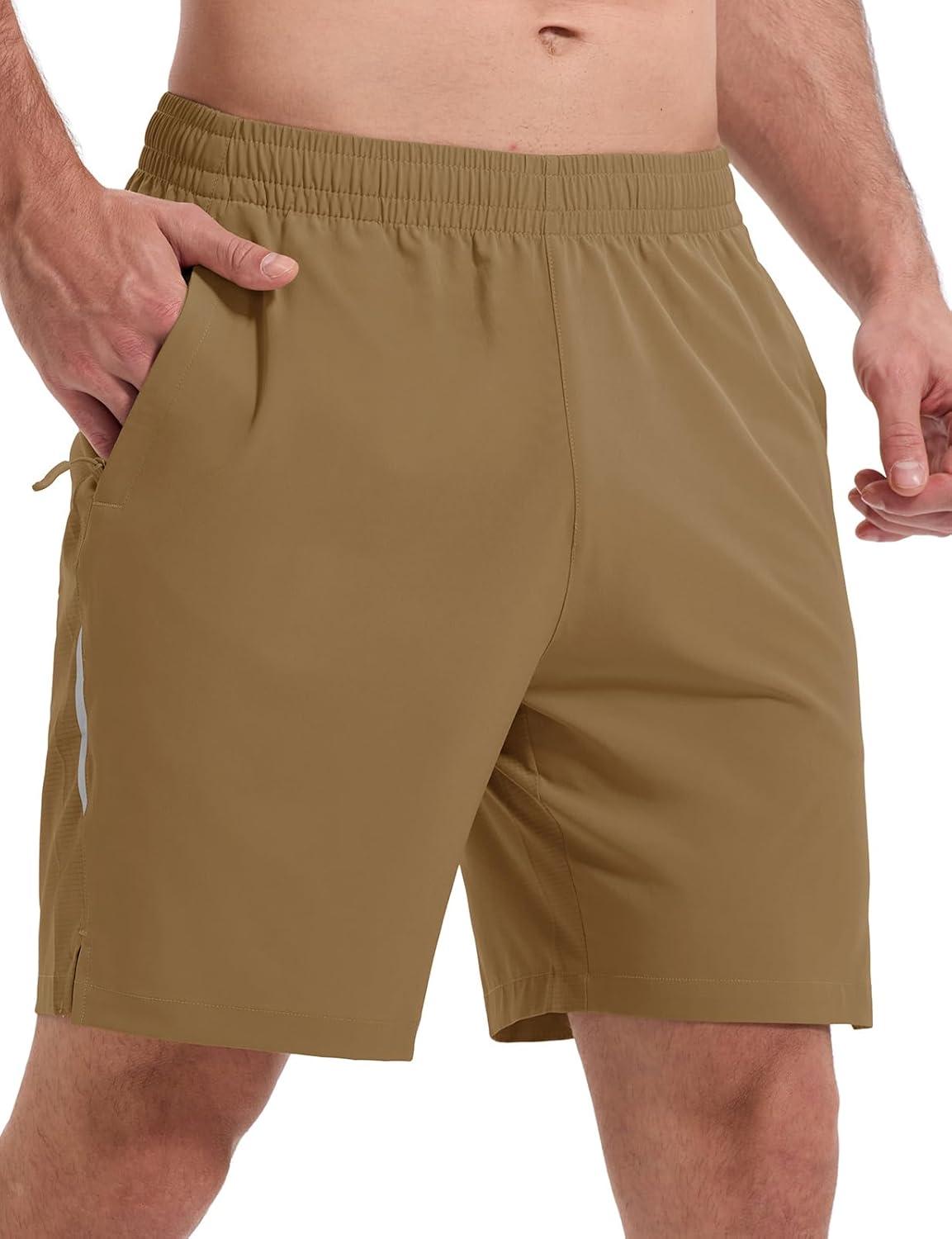 imageTBMPOY Mens Hiking Shorts 7quot Quick Dry Lightweight Cargo Fishing Shorts with Zipper Pockets Elastic Waist Drawstring WalkingKhaki