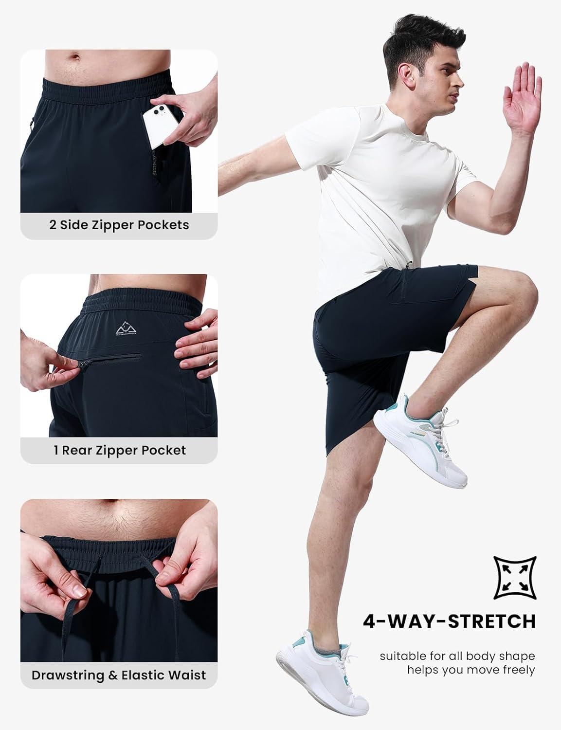 imageTBMPOY Mens Hiking Shorts 7quot Quick Dry Lightweight Cargo Fishing Shorts with Zipper Pockets Elastic Waist Drawstring WalkingNavy