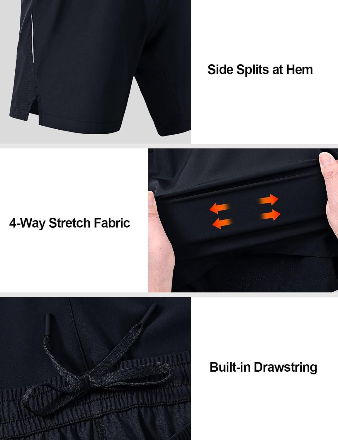 imageTBMPOY Mens Hiking Shorts 7quot Quick Dry Lightweight Cargo Fishing Shorts with Zipper Pockets Elastic Waist Drawstring WalkingNavy