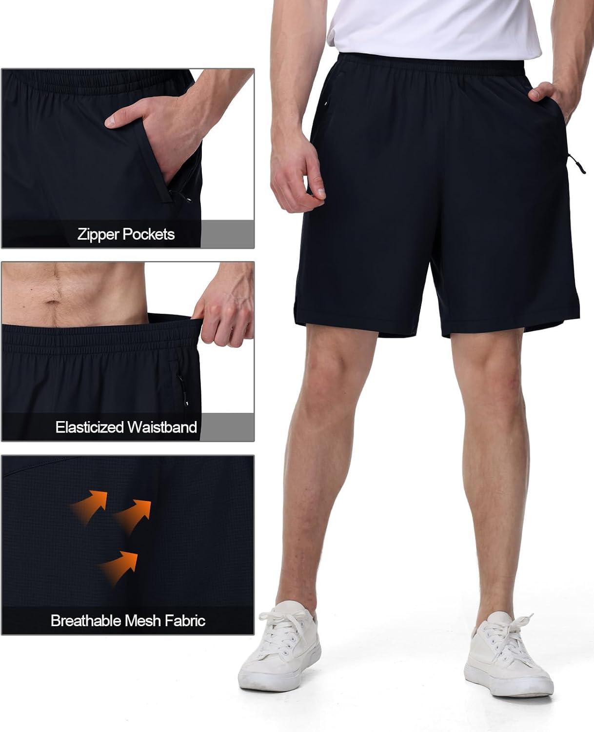 imageTBMPOY Mens Hiking Shorts 7quot Quick Dry Lightweight Cargo Fishing Shorts with Zipper Pockets Elastic Waist Drawstring WalkingNavy