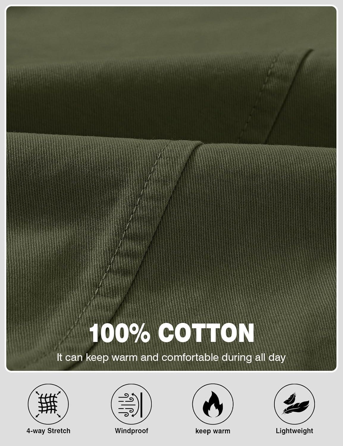 imageTBMPOY Mens Lightweight Cotton Jackets Golf Full Zip Windbreaker Spring Fall Stylish Casual Jackets Work bomberArmy Green