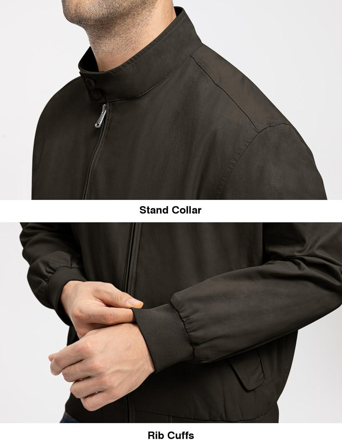 imageTBMPOY Mens Lightweight Cotton Jackets Golf Full Zip Windbreaker Spring Fall Stylish Casual Jackets Work bomberBrown