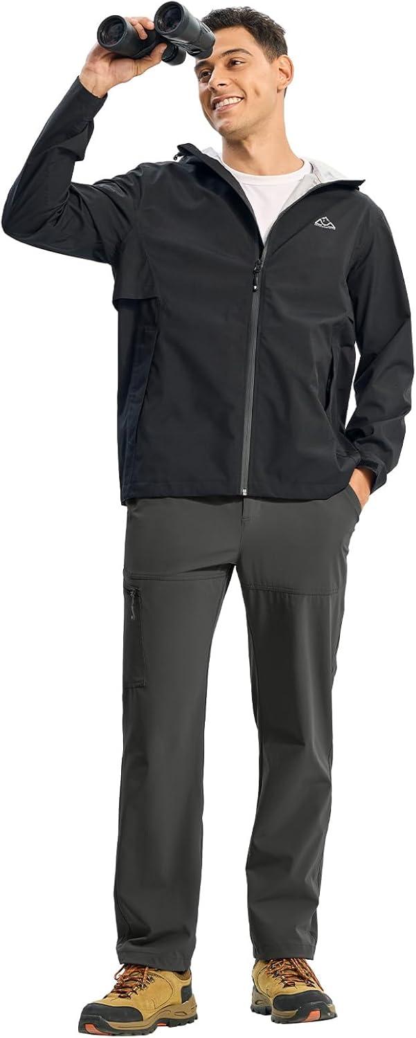 imageTBMPOY Mens Lightweight Hiking Pants Quick Dry 4 Pockets Stretch Water Resistant Travel Fishing Convertible Zip Cargo JoggerDark Grey