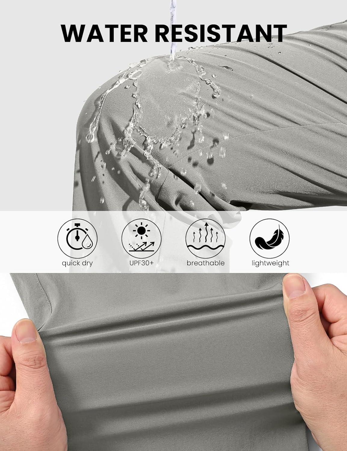 imageTBMPOY Mens Lightweight Hiking Pants Quick Dry 4 Pockets Stretch Water Resistant Travel Fishing Convertible Zip Cargo JoggerLight Grey