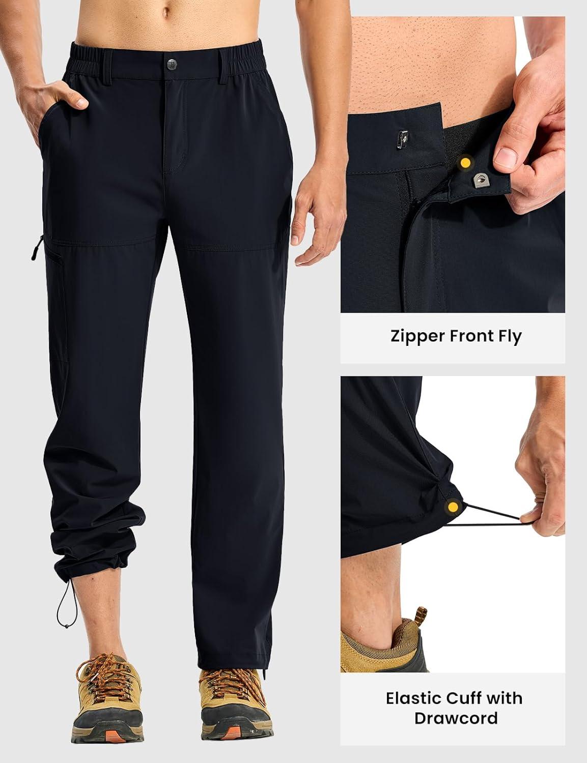 imageTBMPOY Mens Lightweight Hiking Pants Quick Dry 4 Pockets Stretch Water Resistant Travel Fishing Convertible Zip Cargo JoggerNavy