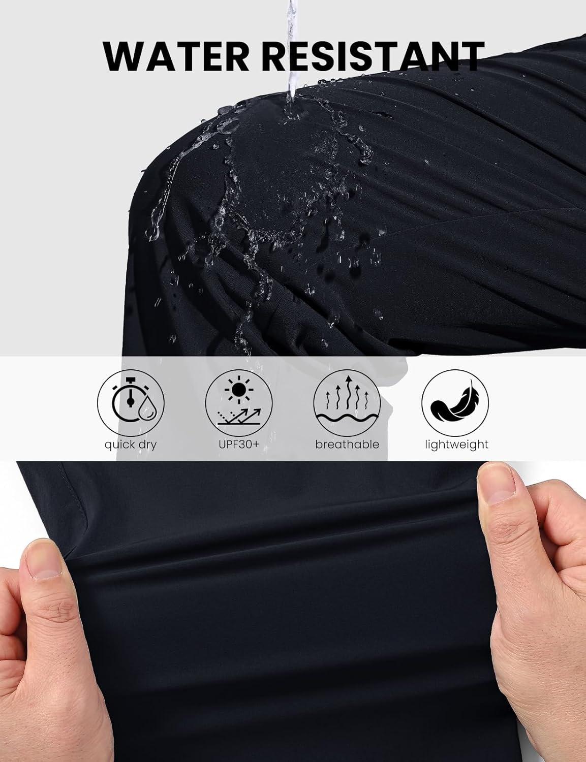 imageTBMPOY Mens Lightweight Hiking Pants Quick Dry 4 Pockets Stretch Water Resistant Travel Fishing Convertible Zip Cargo JoggerNavy