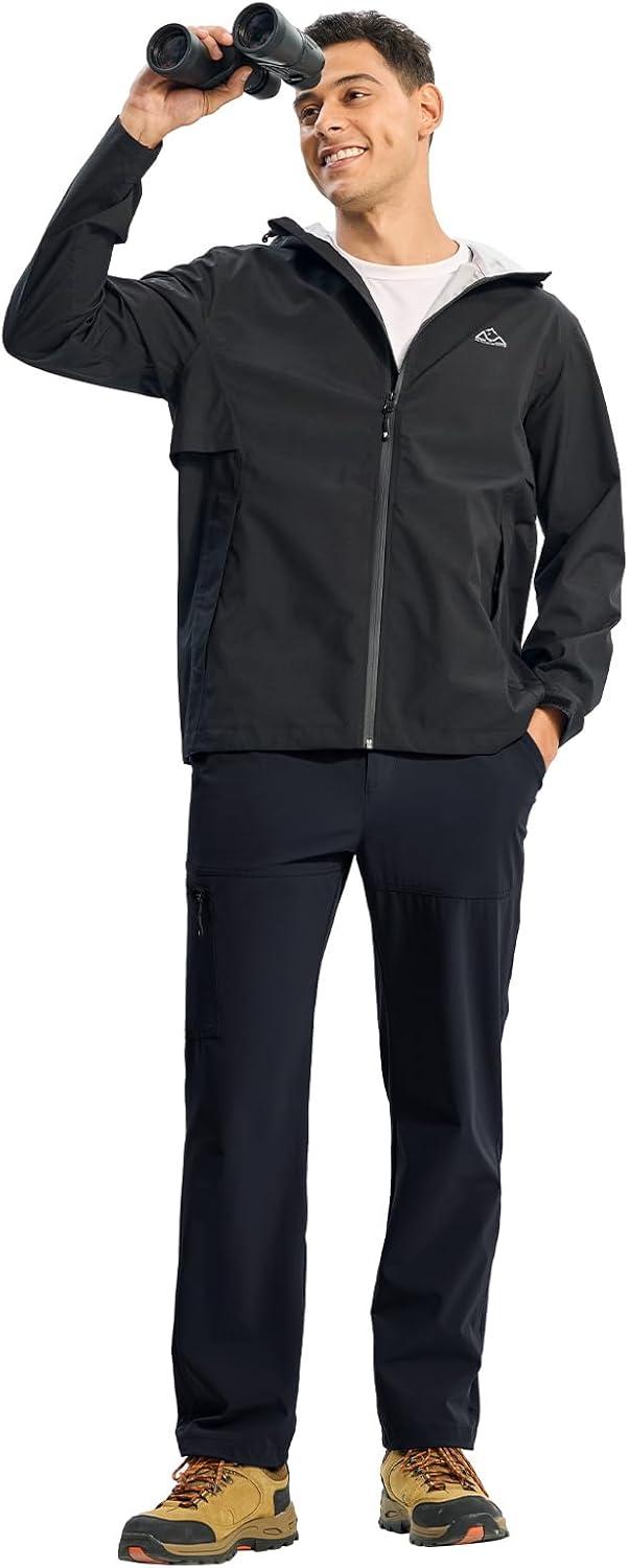 imageTBMPOY Mens Lightweight Hiking Pants Quick Dry 4 Pockets Stretch Water Resistant Travel Fishing Convertible Zip Cargo JoggerNavy
