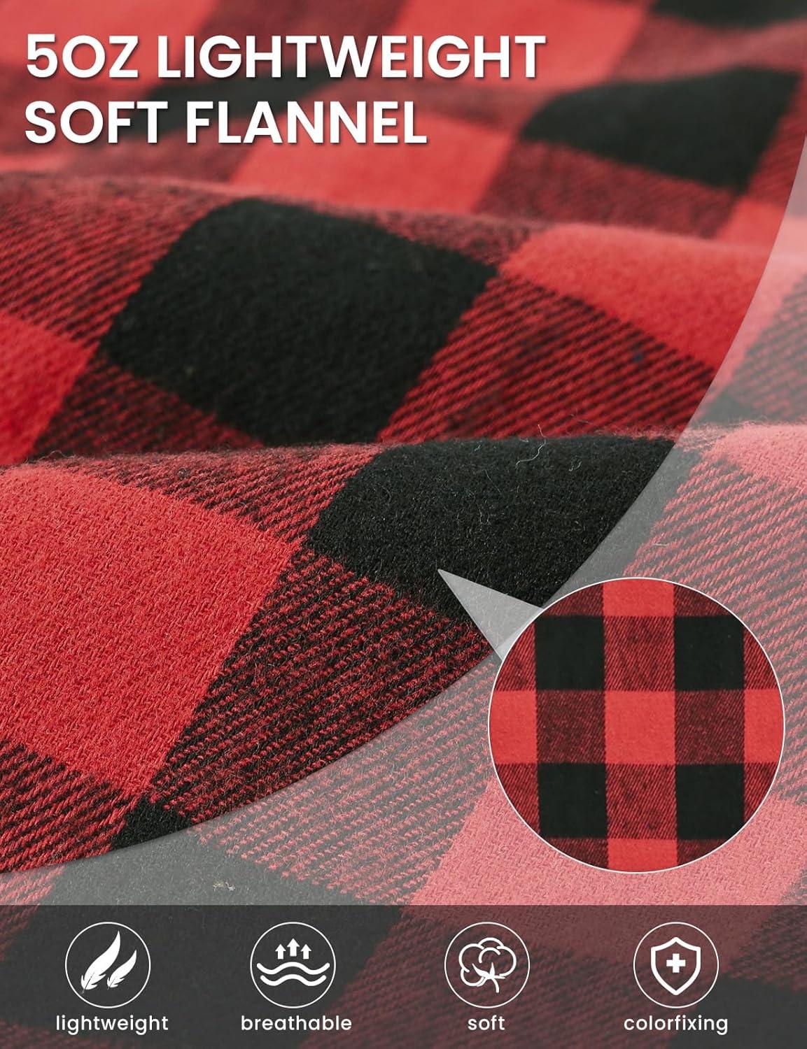 imageTBMPOY Mens Lightweight Hoodie Shirts Plaid Flannel Button Up Long Sleeve Pajamas with Pockets Hoodie Fall Casual OutfitsBlack Red