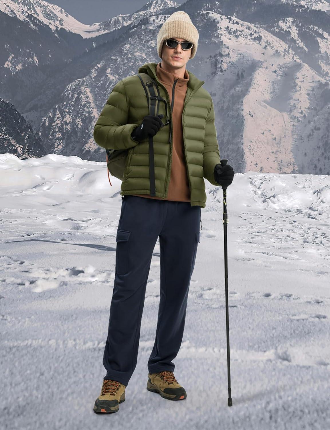 imageTBMPOY Mens Lightweight Puffer Jackets Detachable Hood WaterResistant Casual Winter Coat Hooded Insulated for Travel SkiArmy Green