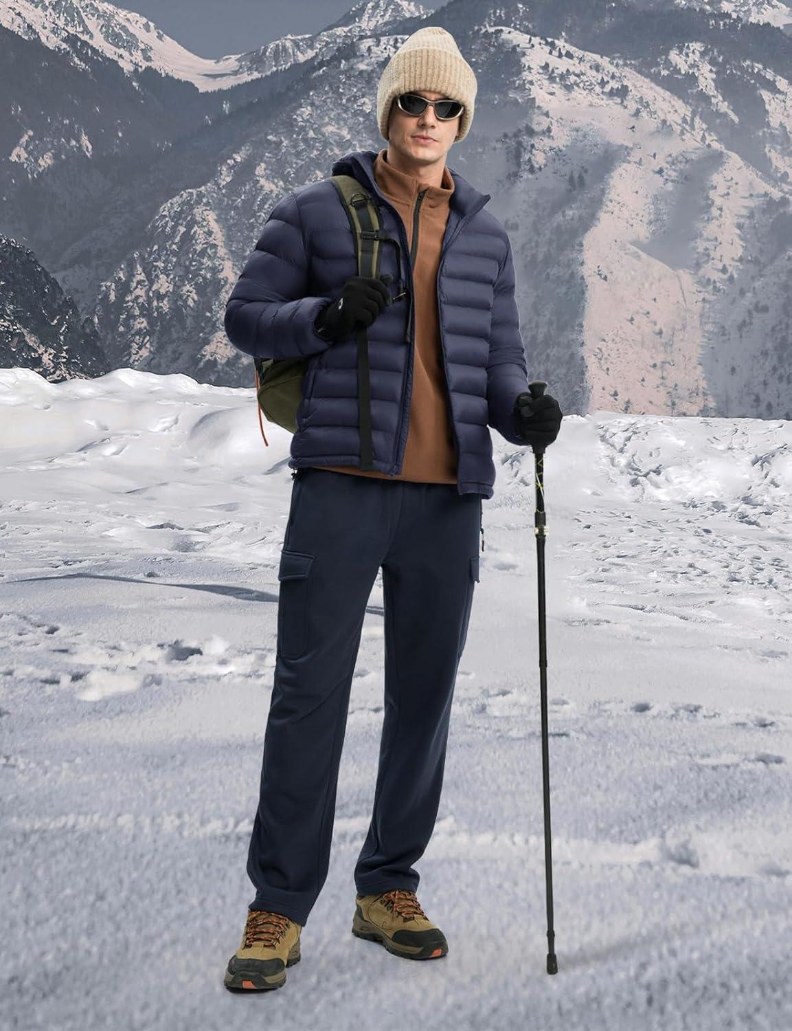 imageTBMPOY Mens Lightweight Puffer Jackets Detachable Hood WaterResistant Casual Winter Coat Hooded Insulated for Travel SkiNavy