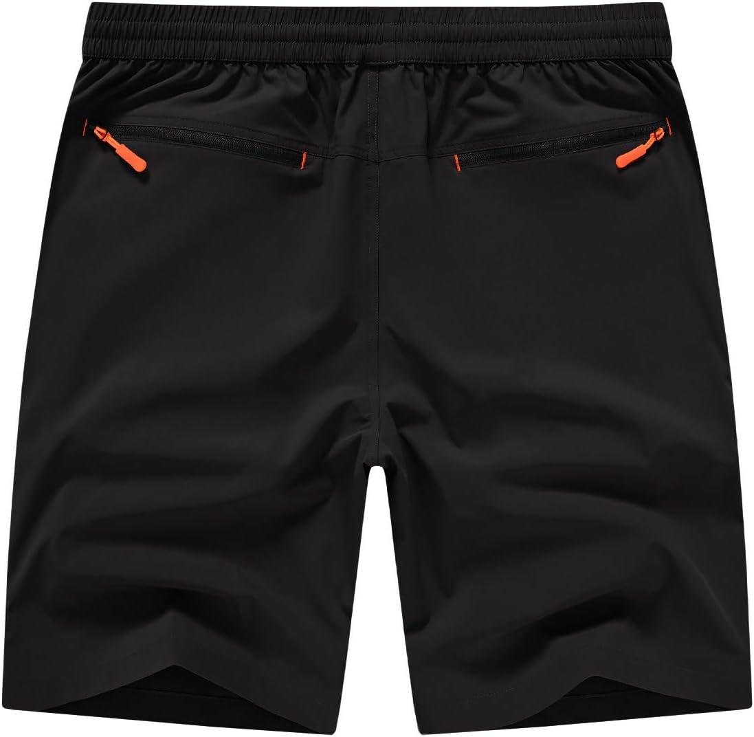 imageTBMPOY Mens Shorts 9quot Hiking Running Shorts Zipper Pockets Athletic Outdoor Sports Gym Workout Short 4 PocketsBlack