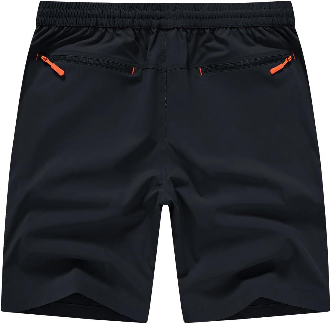 imageTBMPOY Mens Shorts 9quot Hiking Running Shorts Zipper Pockets Athletic Outdoor Sports Gym Workout Short 4 PocketsNavy
