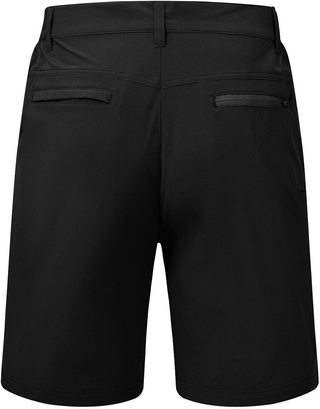 imageTBMPOY Mens Shorts Golf 9quot Casual Elastic Waist Quick Dry Flat Front Travel Shorts with 5 PocketsBlack