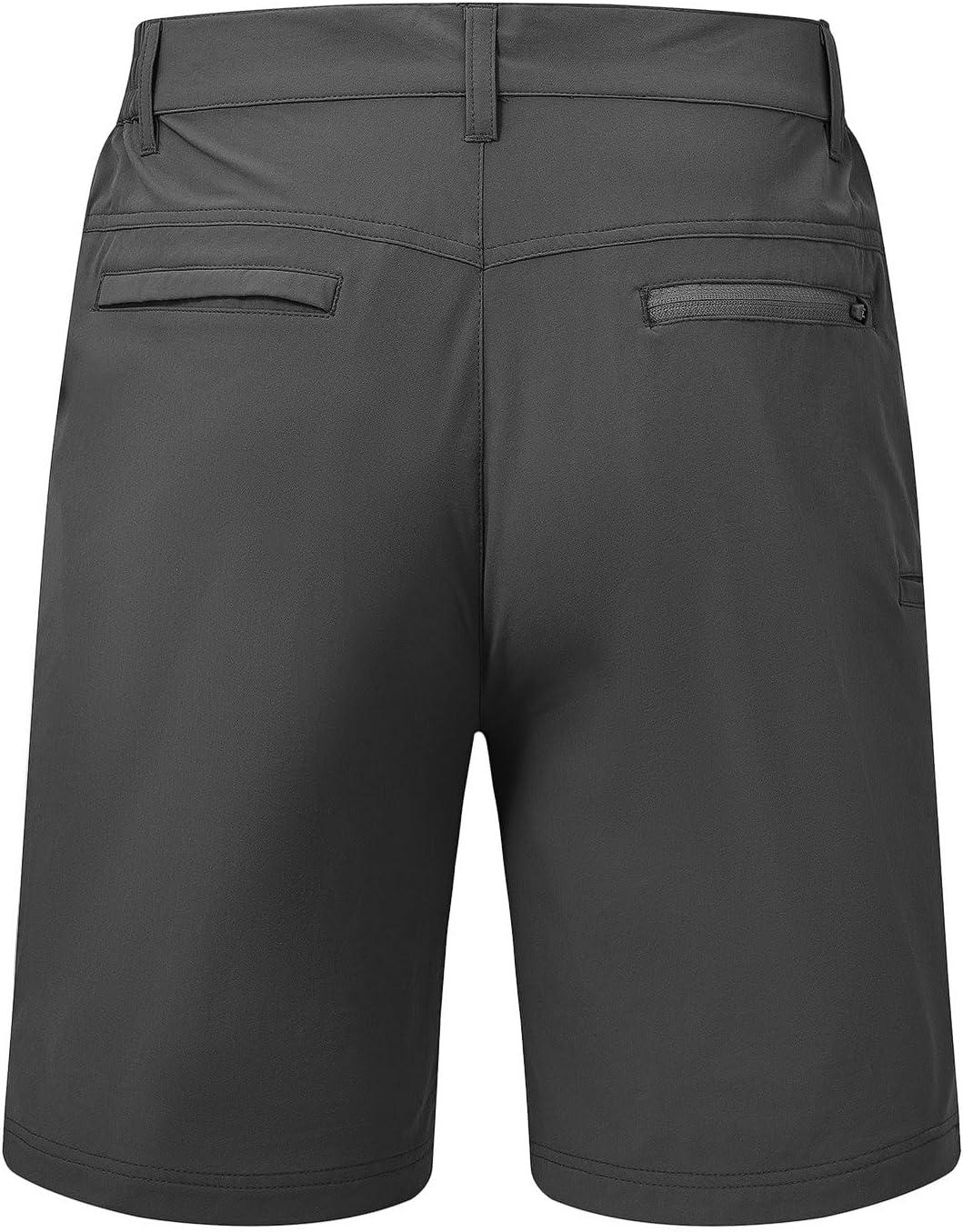 imageTBMPOY Mens Shorts Golf 9quot Casual Elastic Waist Quick Dry Flat Front Travel Shorts with 5 PocketsDark Grey