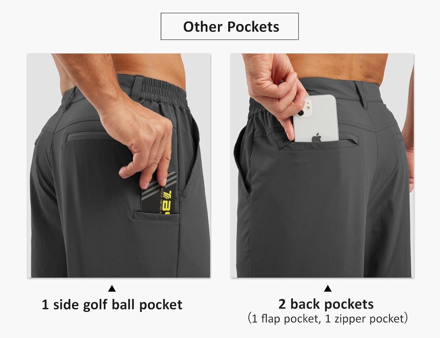 imageTBMPOY Mens Shorts Golf 9quot Casual Elastic Waist Quick Dry Flat Front Travel Shorts with 5 PocketsDark Grey
