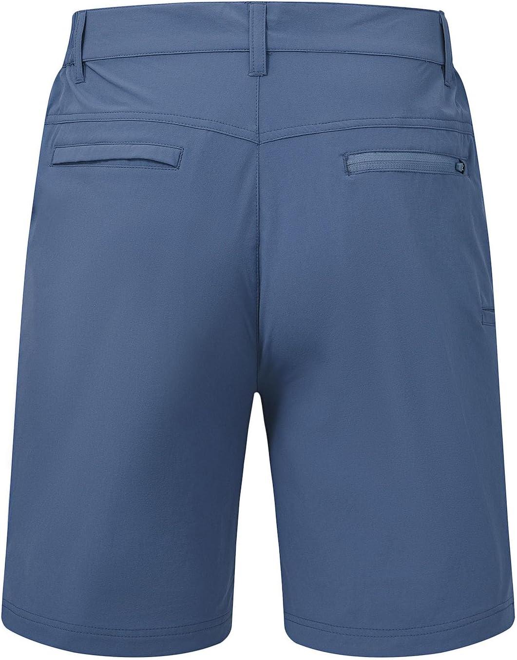 imageTBMPOY Mens Shorts Golf 9quot Casual Elastic Waist Quick Dry Flat Front Travel Shorts with 5 PocketsDenim Blue