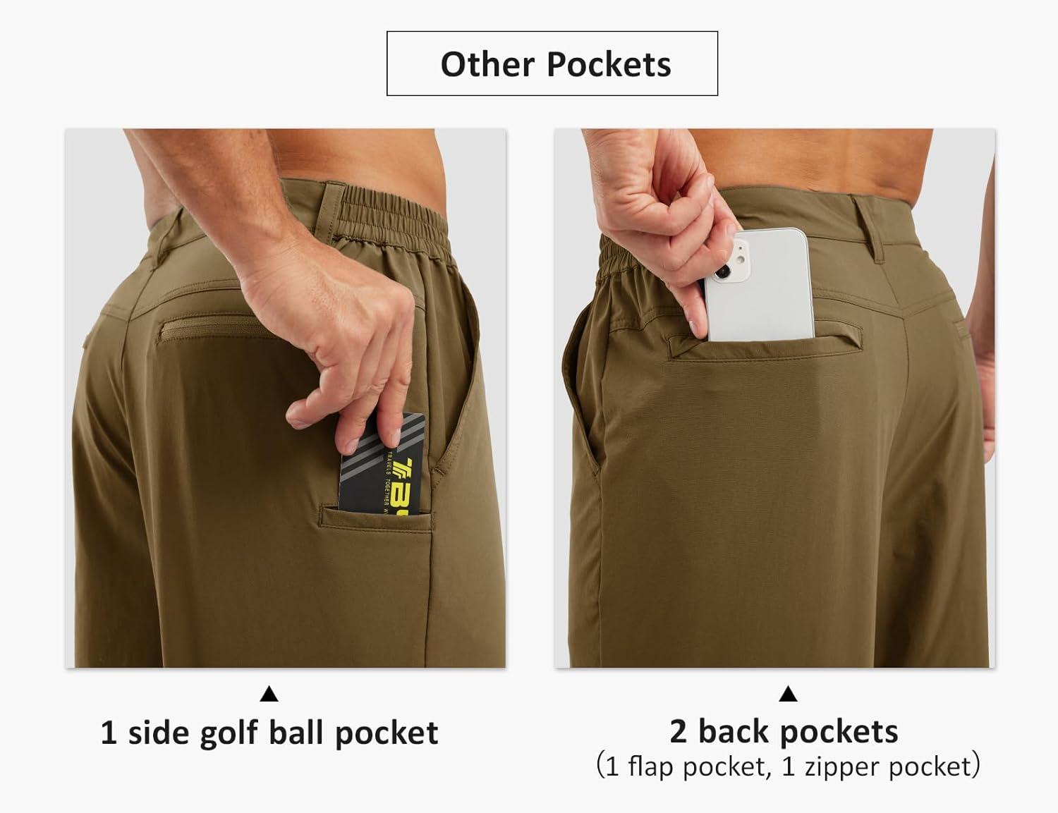 imageTBMPOY Mens Shorts Golf 9quot Casual Elastic Waist Quick Dry Flat Front Travel Shorts with 5 PocketsKhaki