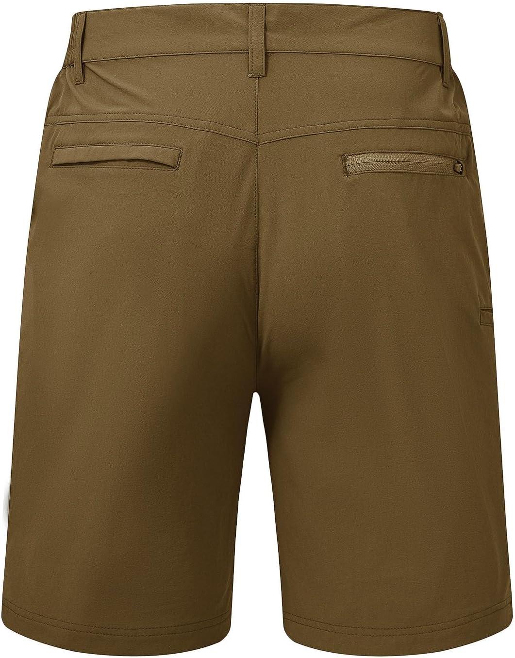 imageTBMPOY Mens Shorts Golf 9quot Casual Elastic Waist Quick Dry Flat Front Travel Shorts with 5 PocketsKhaki