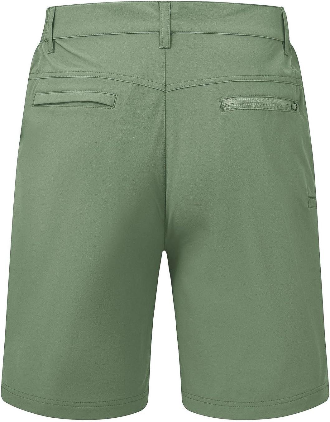 imageTBMPOY Mens Shorts Golf 9quot Casual Elastic Waist Quick Dry Flat Front Travel Shorts with 5 PocketsLight Army