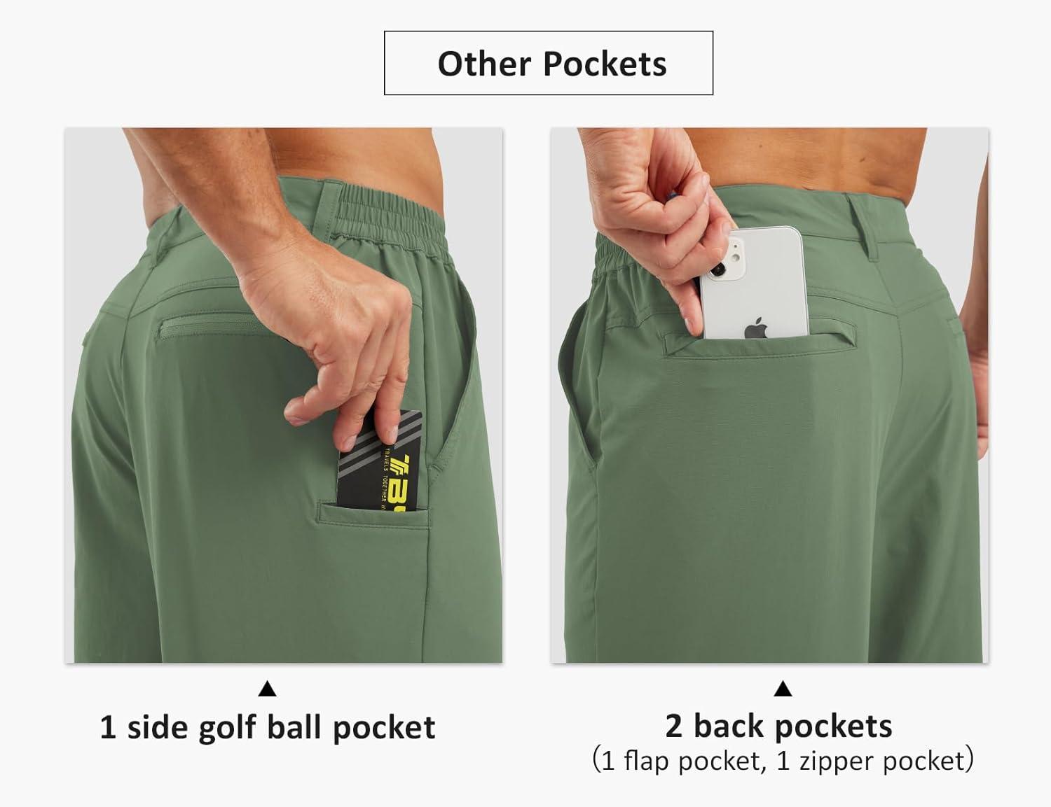 imageTBMPOY Mens Shorts Golf 9quot Casual Elastic Waist Quick Dry Flat Front Travel Shorts with 5 PocketsLight Army