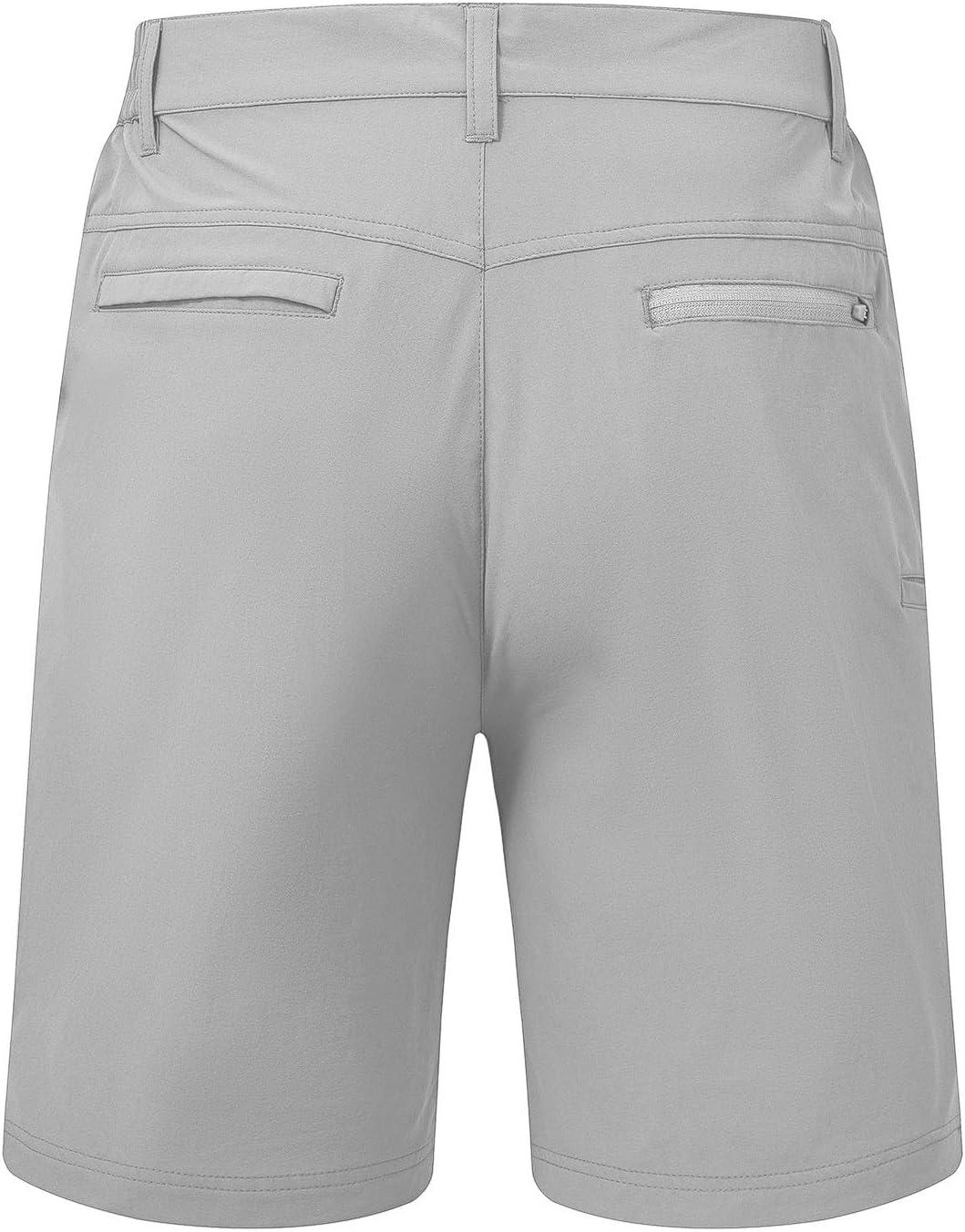 imageTBMPOY Mens Shorts Golf 9quot Casual Elastic Waist Quick Dry Flat Front Travel Shorts with 5 PocketsLight Grey