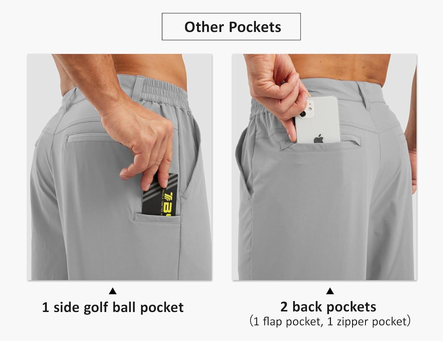 imageTBMPOY Mens Shorts Golf 9quot Casual Elastic Waist Quick Dry Flat Front Travel Shorts with 5 PocketsLight Grey