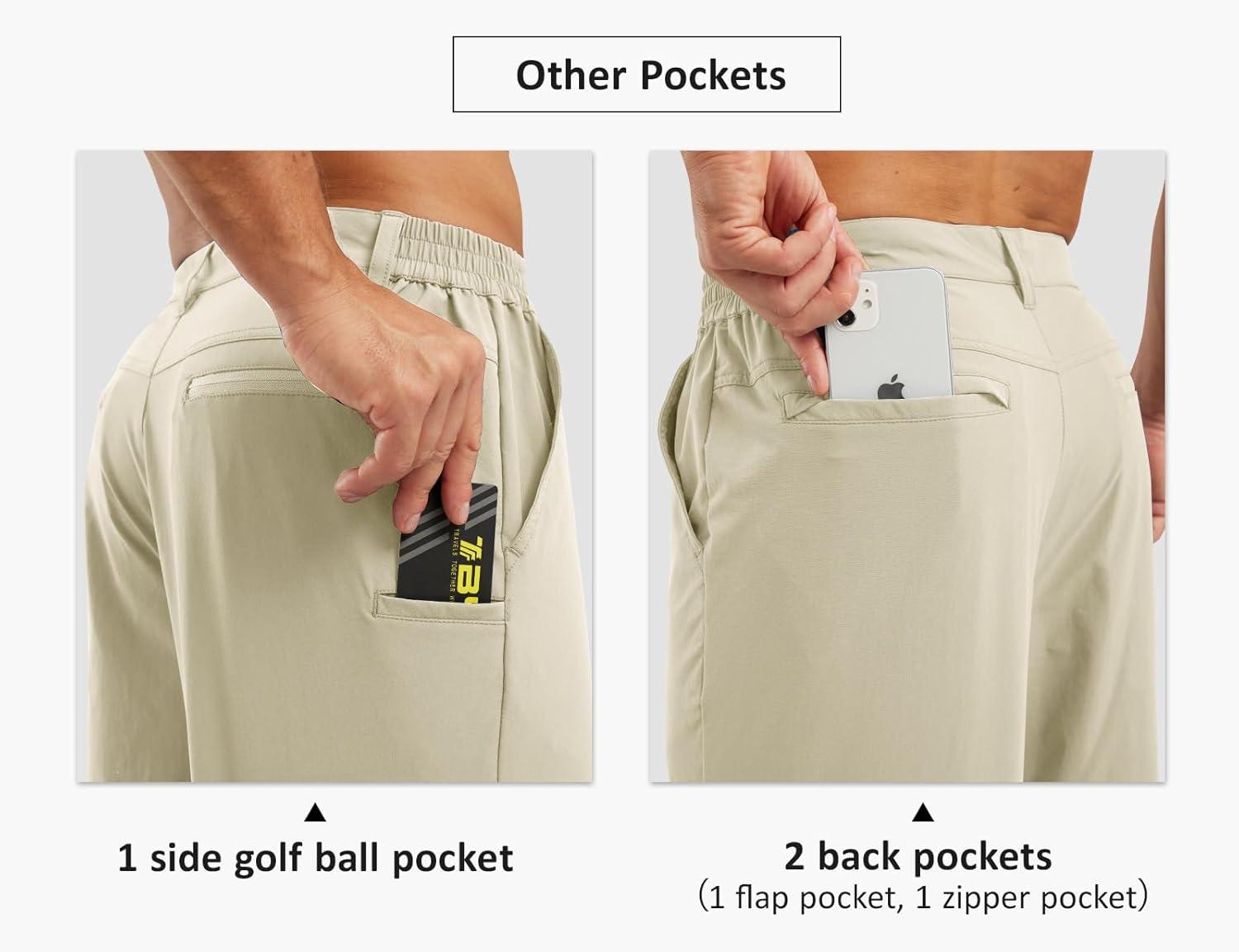 imageTBMPOY Mens Shorts Golf 9quot Casual Elastic Waist Quick Dry Flat Front Travel Shorts with 5 PocketsLight Khaki