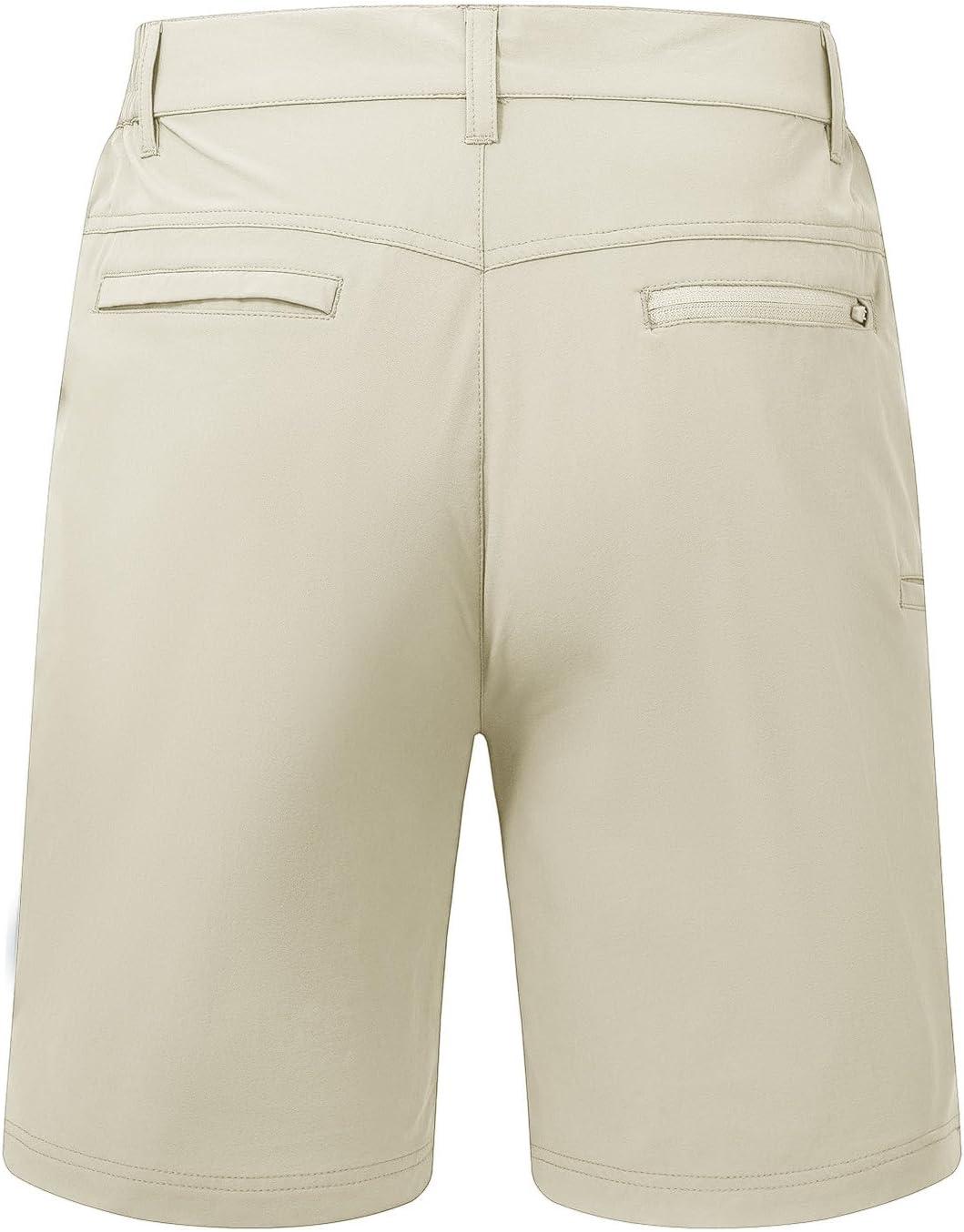 imageTBMPOY Mens Shorts Golf 9quot Casual Elastic Waist Quick Dry Flat Front Travel Shorts with 5 PocketsLight Khaki
