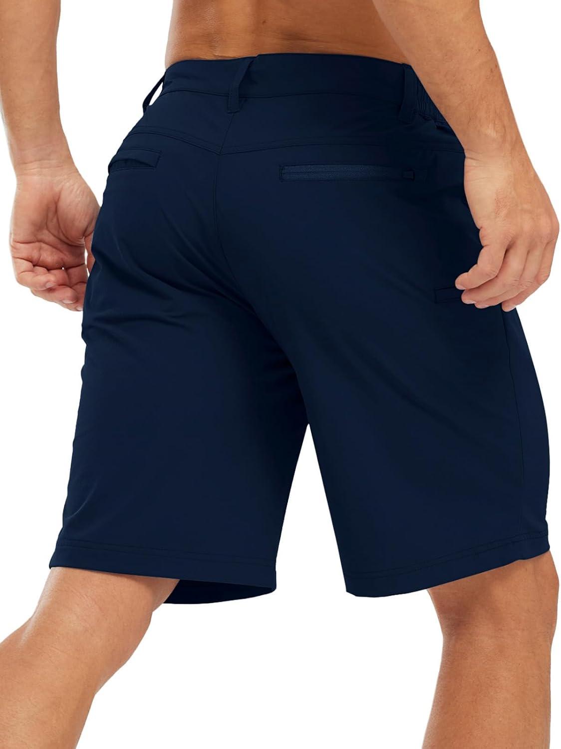 imageTBMPOY Mens Shorts Golf 9quot Casual Elastic Waist Quick Dry Flat Front Travel Shorts with 5 PocketsNavy