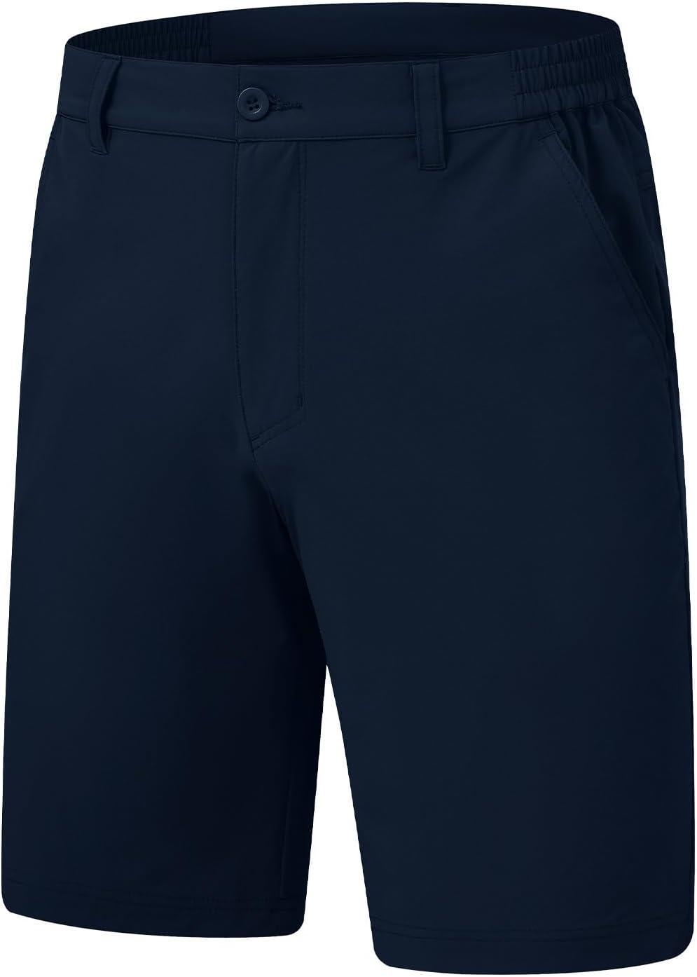 imageTBMPOY Mens Shorts Golf 9quot Casual Elastic Waist Quick Dry Flat Front Travel Shorts with 5 PocketsNavy