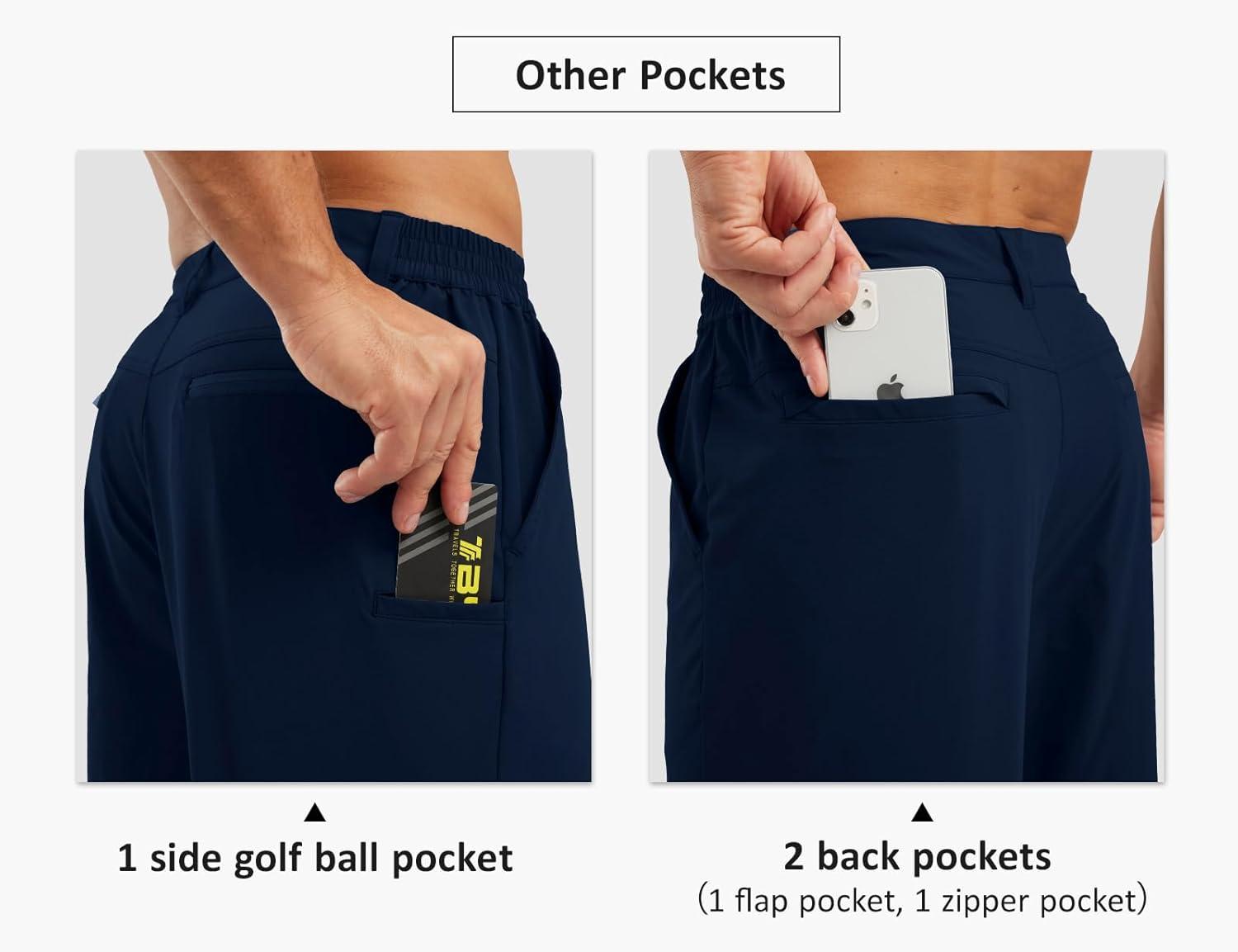 imageTBMPOY Mens Shorts Golf 9quot Casual Elastic Waist Quick Dry Flat Front Travel Shorts with 5 PocketsNavy