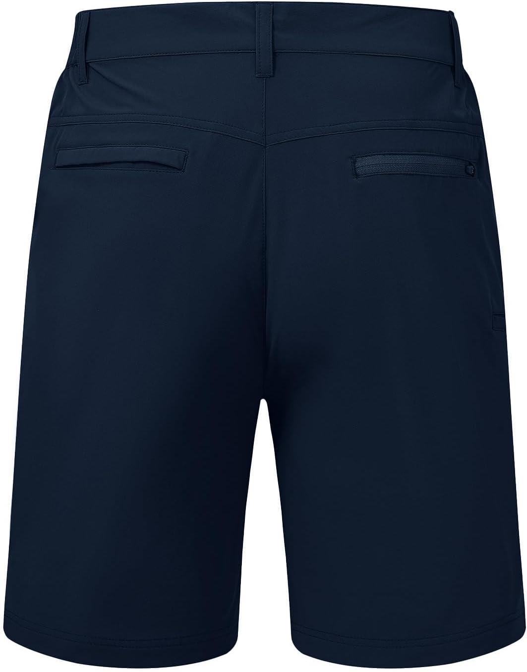 imageTBMPOY Mens Shorts Golf 9quot Casual Elastic Waist Quick Dry Flat Front Travel Shorts with 5 PocketsNavy