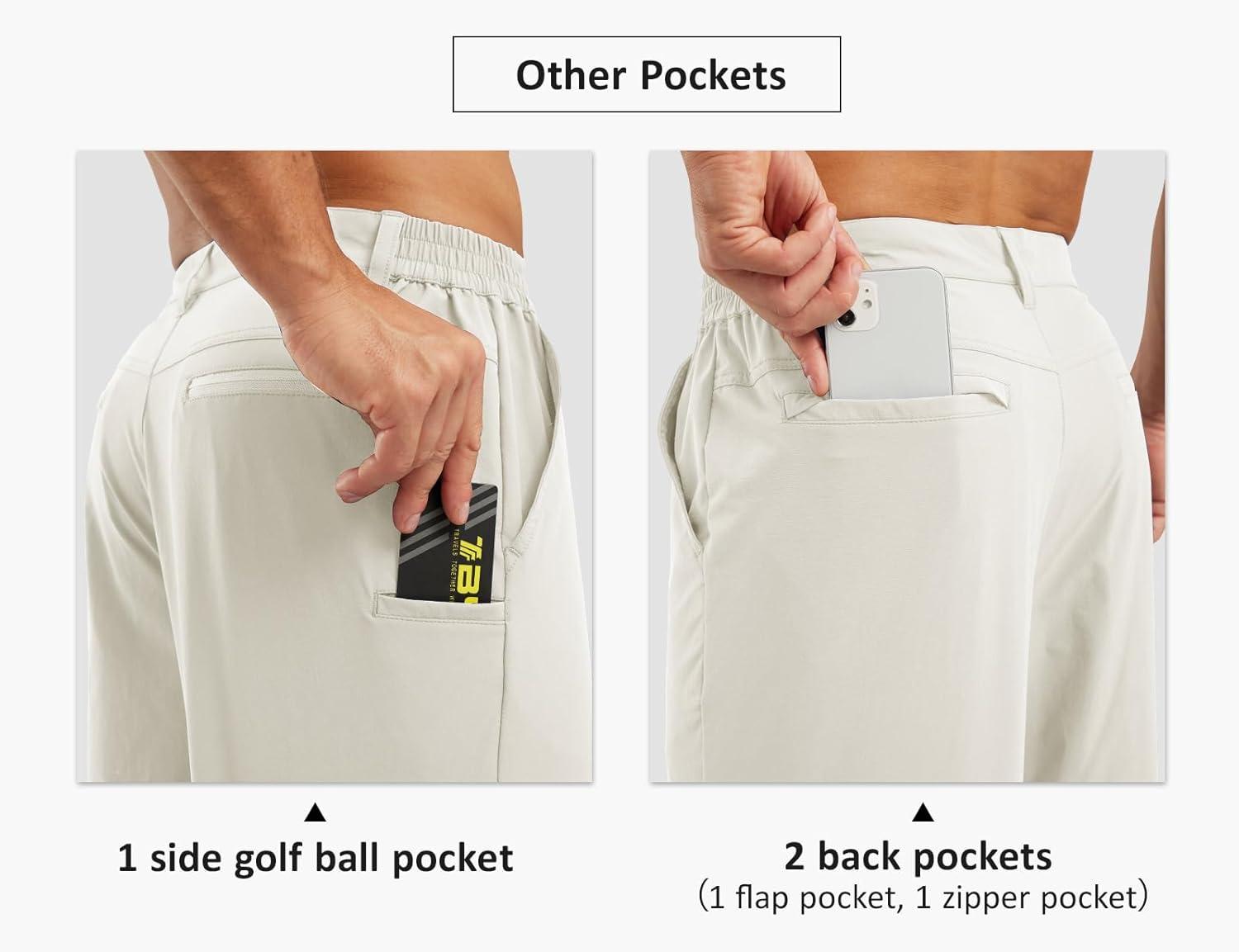 imageTBMPOY Mens Shorts Golf 9quot Casual Elastic Waist Quick Dry Flat Front Travel Shorts with 5 PocketsWhite