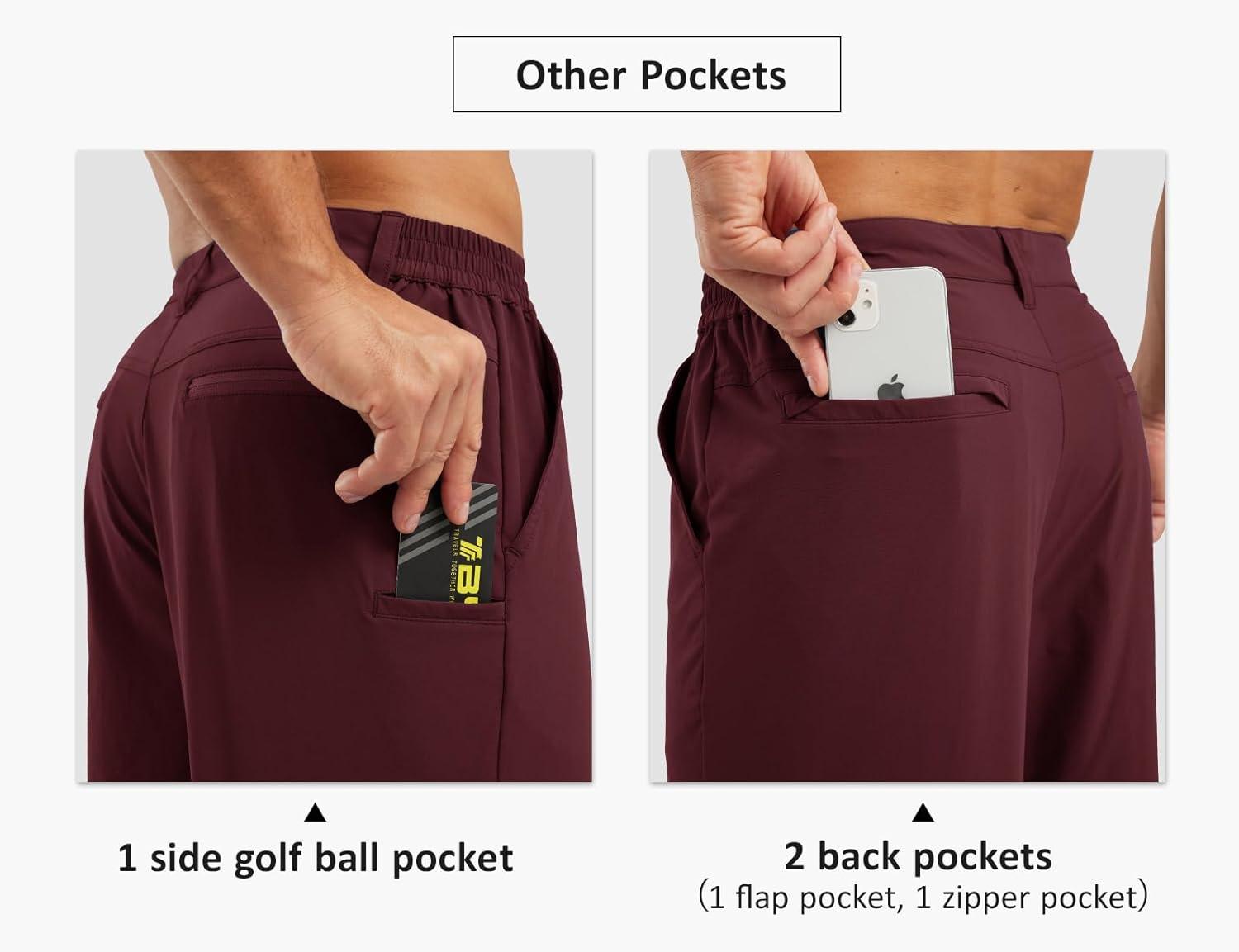 imageTBMPOY Mens Shorts Golf 9quot Casual Elastic Waist Quick Dry Flat Front Travel Shorts with 5 PocketsWine Red