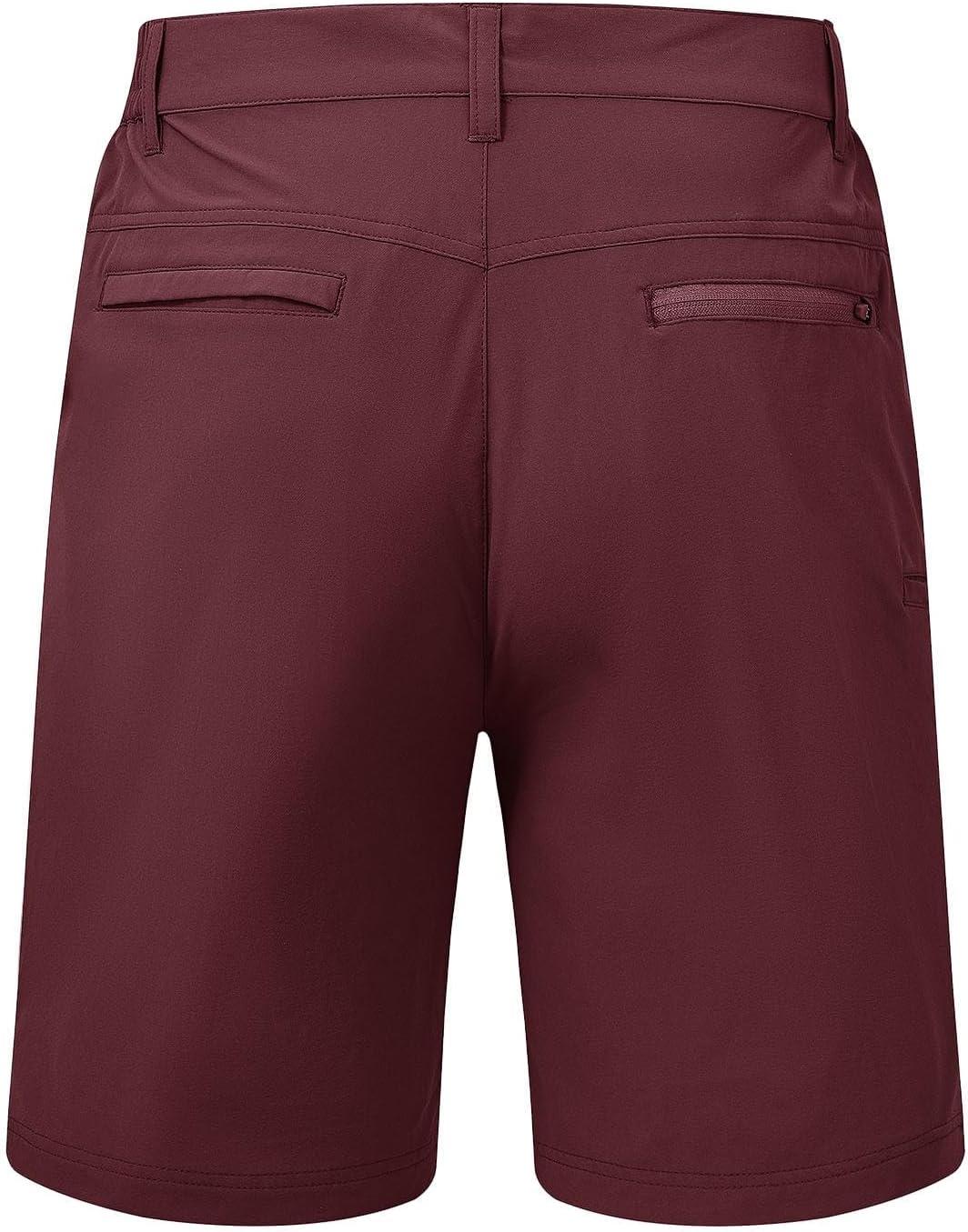 imageTBMPOY Mens Shorts Golf 9quot Casual Elastic Waist Quick Dry Flat Front Travel Shorts with 5 PocketsWine Red