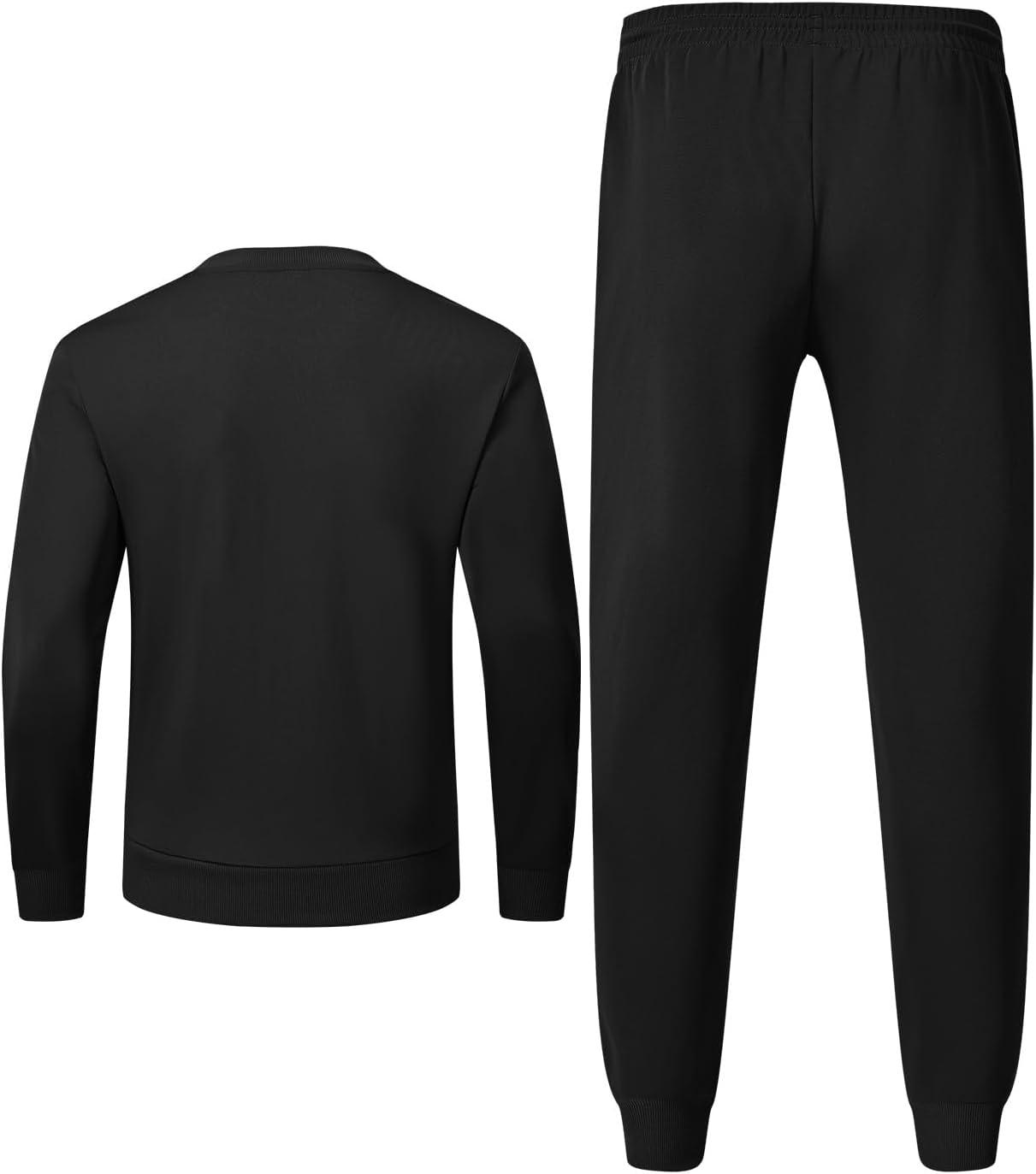 imageTBMPOY Mens Sweatsuits 2 Piece Set Tracksuits Jogging Outfits Long Sleeve Tops Jogger Pants Sweat Track Suits Casual AthleticBlack