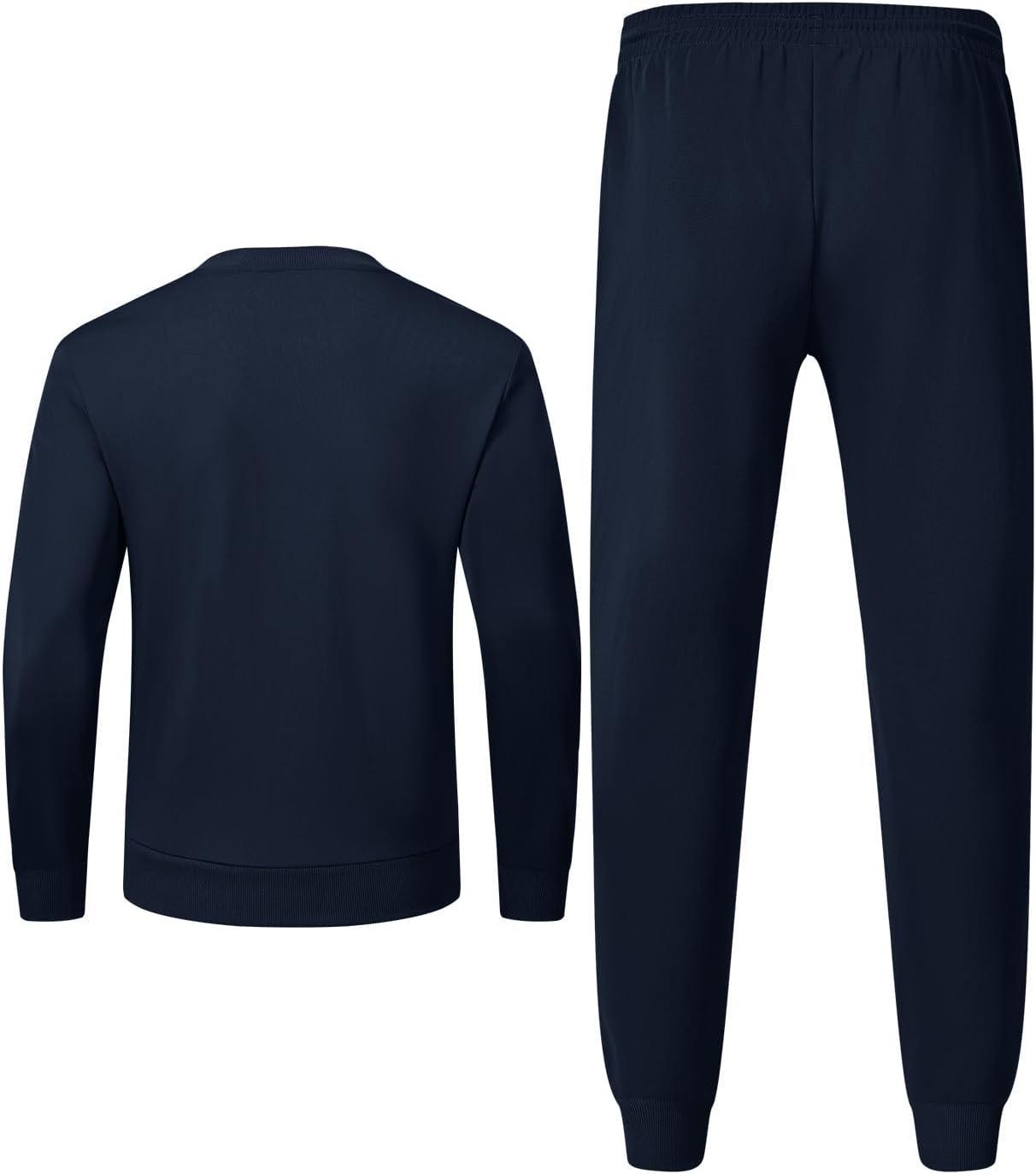imageTBMPOY Mens Sweatsuits 2 Piece Set Tracksuits Jogging Outfits Long Sleeve Tops Jogger Pants Sweat Track Suits Casual AthleticDark Blue
