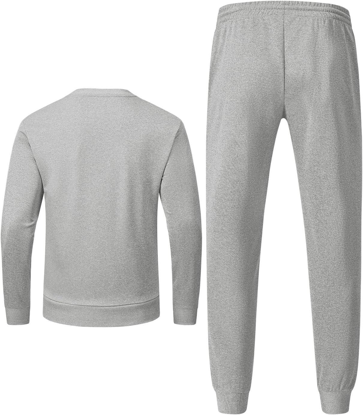 imageTBMPOY Mens Sweatsuits 2 Piece Set Tracksuits Jogging Outfits Long Sleeve Tops Jogger Pants Sweat Track Suits Casual AthleticLight Grey